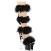 Pleaser ADORE-728F Platform Sandal (Clear-Black Fur/M)