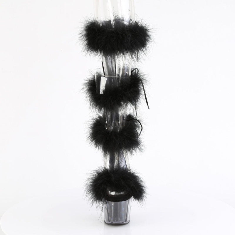 Pleaser ADORE-728F Platform Sandal (Clear-Black Fur/M)