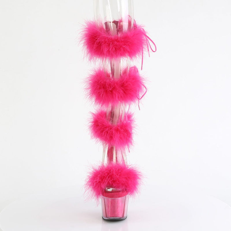 Pleaser ADORE-728F Platform Sandal (Clear-Hot Pink Fur/M)