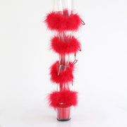 Pleaser ADORE-728F Platform Sandal (Clear-Red Fur/M)