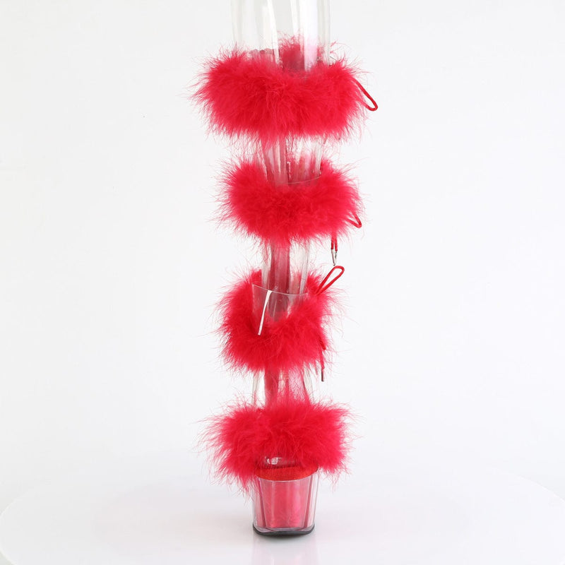 Pleaser ADORE-728F Platform Sandal (Clear-Red Fur/M)
