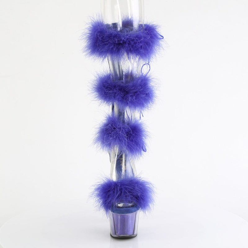 Pleaser ADORE-728F Platform Sandal (Clear-Royal Blue Fur/M)
