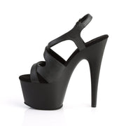 Pleaser ADORE-730 Platform Sandal (Black Faux Leather/Black Matte)