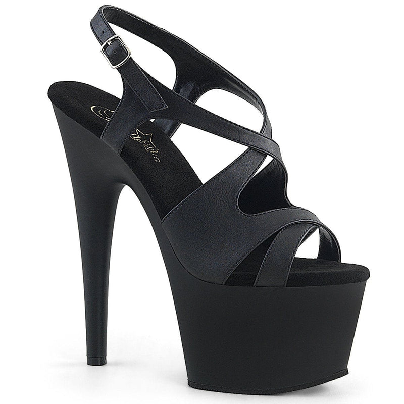 Pleaser ADORE-730 Platform Sandal (Black Faux Leather/Black Matte)