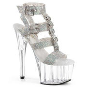 Pleaser ADORE-756RS Platform Sandal (Silver AB Rhinestone-TPU/Clear)