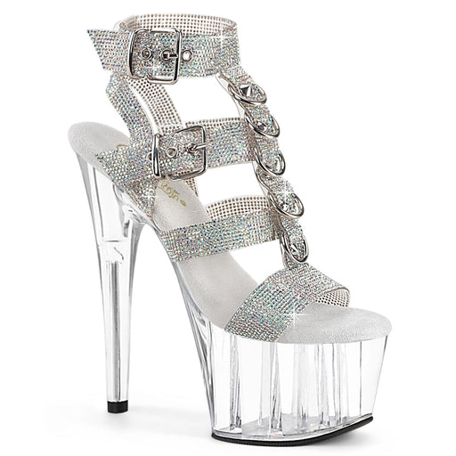 Pleaser ADORE-756RS Platform Sandal (Silver AB Rhinestone-TPU/Clear)