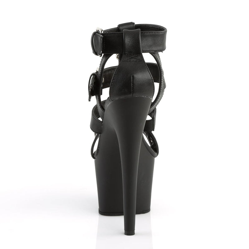 Pleaser ADORE-758 Platform Sandal (Black Faux Leather/Black Matte)