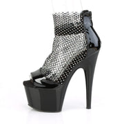 Pleaser ADORE-765RM Platform Sandal (Black Patent-Rhinestone Mesh/Black)