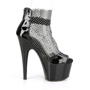 Pleaser ADORE-765RM Platform Sandal (Black Patent-Rhinestone Mesh/Black)