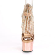 Pleaser ADORE-765RM Platform Sandal (Rose Gold Metallic Pu-Rhinestone Mesh/Rose Gold Chrome)