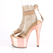 Pleaser ADORE-765RM Platform Sandal (Rose Gold Metallic Pu-Rhinestone Mesh/Rose Gold Chrome)