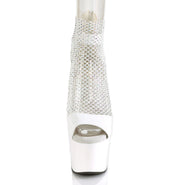 Pleaser ADORE-765RM Platform Sandal (White Patent-Rhinestone Mesh/White)
