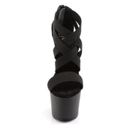 Pleaser ADORE-769 Platform Sandal (Black Elastic Band-Faux Leather/Black Matte)