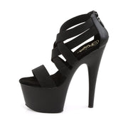 Pleaser ADORE-769 Platform Sandal (Black Elastic Band-Faux Leather/Black Matte)