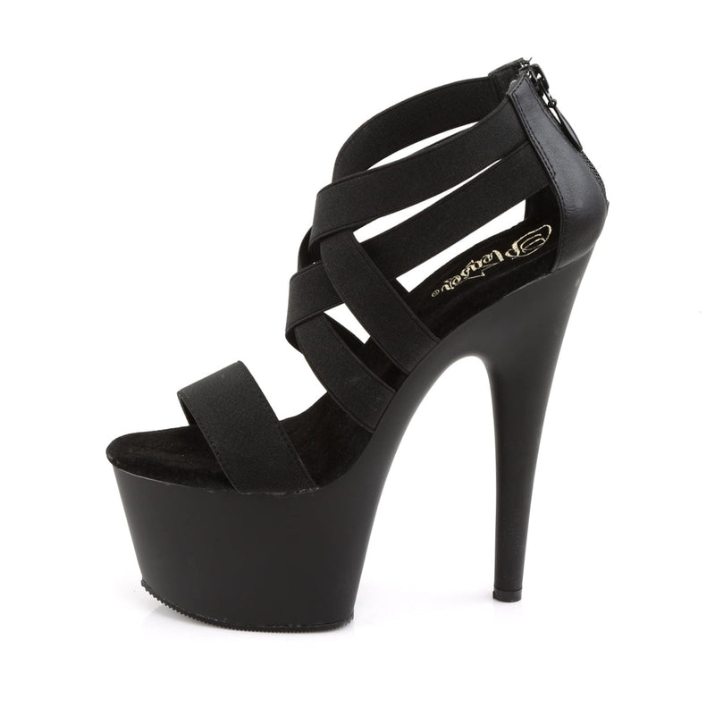 Pleaser ADORE-769 Platform Sandal (Black Elastic Band-Faux Leather/Black Matte)