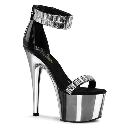 Pleaser ADORE-769RS Platform Sandal (Black/Silver Chrome)
