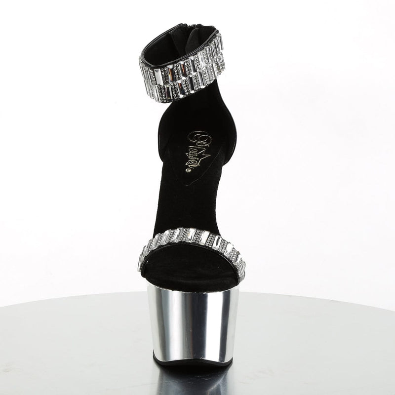 Pleaser ADORE-769RS Platform Sandal (Black/Silver Chrome)