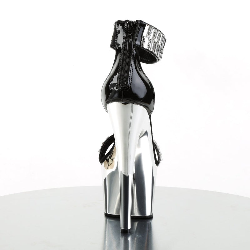 Pleaser ADORE-769RS Platform Sandal (Black/Silver Chrome)