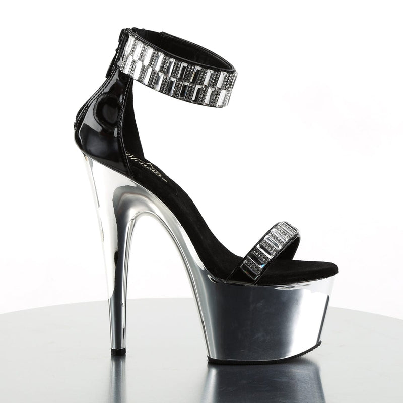 Pleaser ADORE-769RS Platform Sandal (Black/Silver Chrome)