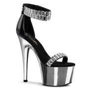Pleaser ADORE-769RS Platform Sandal (Black/Silver Chrome)