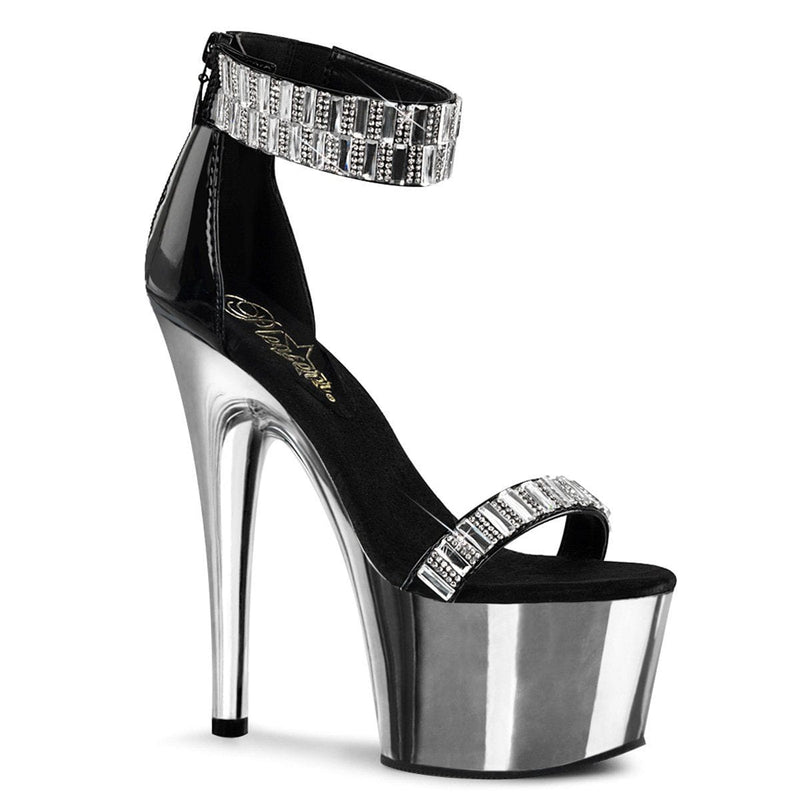 Pleaser ADORE-769RS Platform Sandal (Black/Silver Chrome)