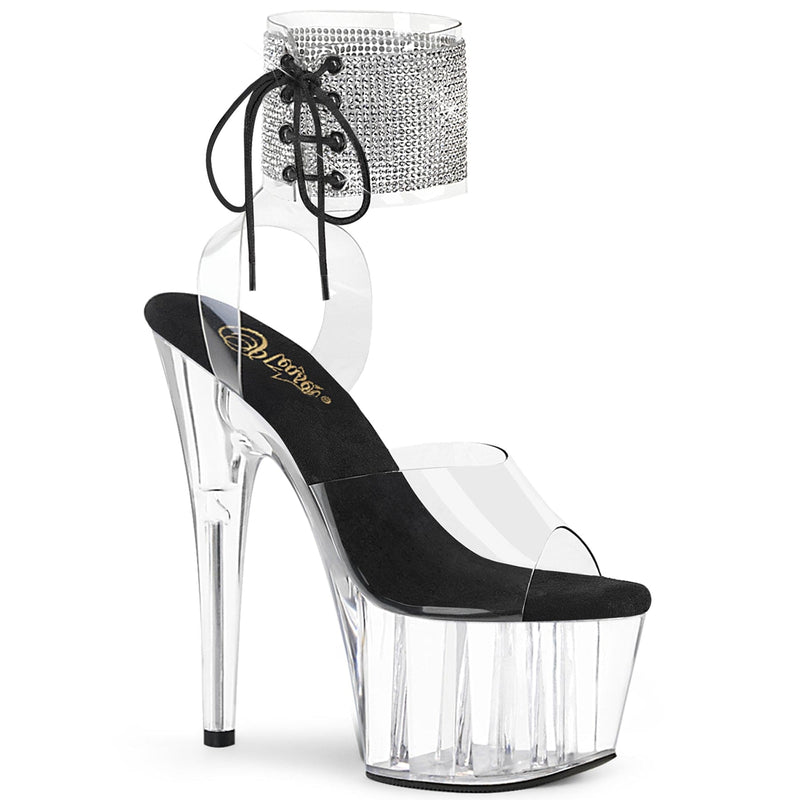 Pleaser ADORE-791-2RS Platform Sandal (Clear-Black/Clear)