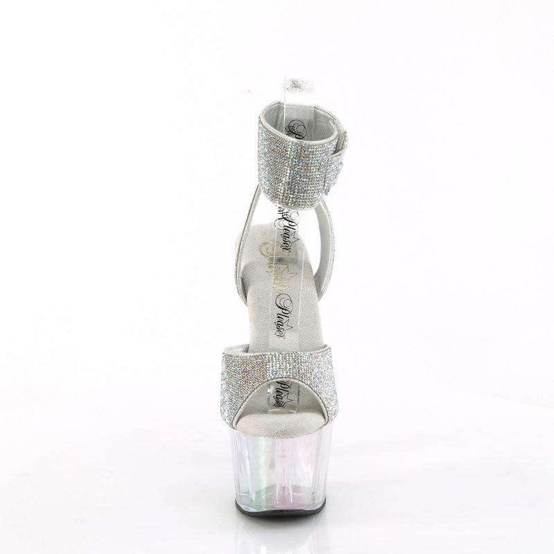 Pleaser ADORE-791HTRS Platform Sandal (Silver AB Rhinestone-TPU/Holo Tinted)