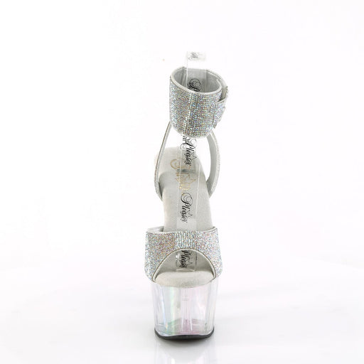 Pleaser ADORE-791HTRS Platform Sandal (Silver AB Rhinestone-TPU/Holo Tinted)
