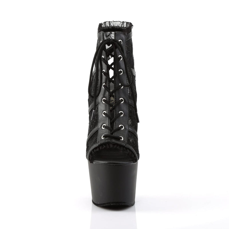 Pleaser ADORE-796LC Platform Ankle Boot (Black Mesh Lace/Black Matte)