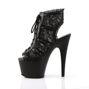 Pleaser ADORE-796LC Platform Ankle Boot (Black Mesh Lace/Black Matte)