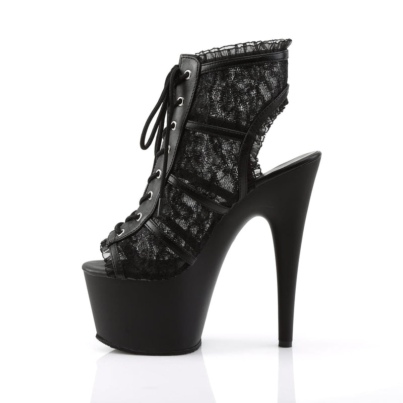 Pleaser ADORE-796LC Platform Ankle Boot (Black Mesh Lace/Black Matte)