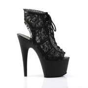 Pleaser ADORE-796LC Platform Ankle Boot (Black Mesh Lace/Black Matte)
