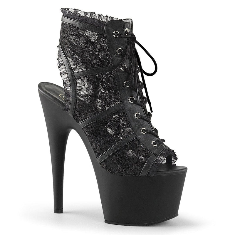 Pleaser ADORE-796LC Platform Ankle Boot (Black Mesh Lace/Black Matte)