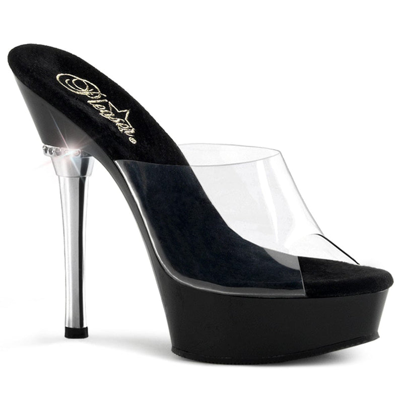 Pleaser ALLURE-601 Platform Sandal (Clear/Black)
