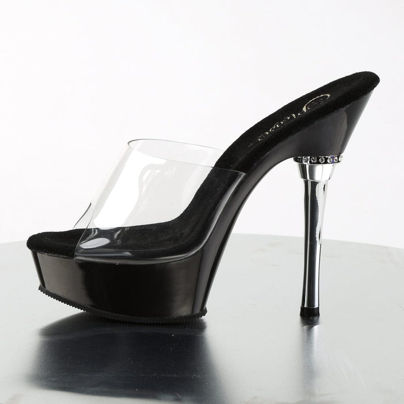Pleaser ALLURE-601 Platform Sandal (Clear/Black)