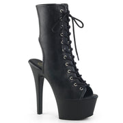 Pleaser ASPIRE-1016 Platform Ankle Boot (Black Faux Leather/Black Matte)