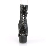 Pleaser ASPIRE-1016 Platform Ankle Boot (Black Faux Leather/Black Matte)