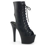 Pleaser ASPIRE-1016 Platform Ankle Boot (Black Faux Leather/Black Matte)
