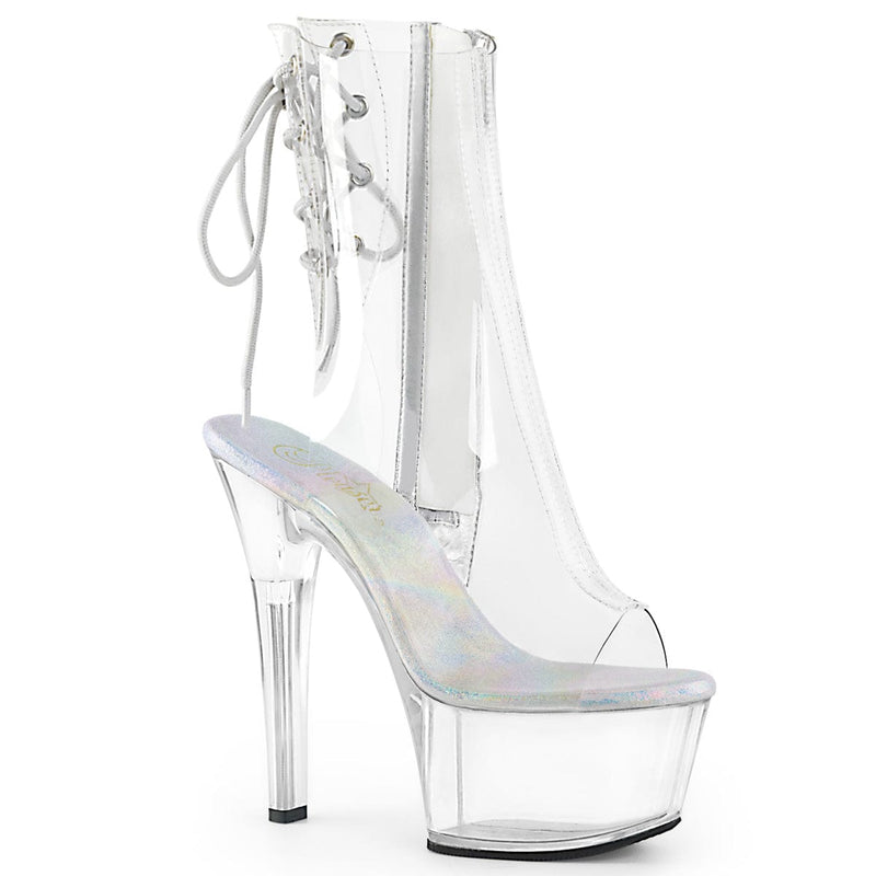 Pleaser ASPIRE-1018C Platform Ankle Boot (Clear/Clear)