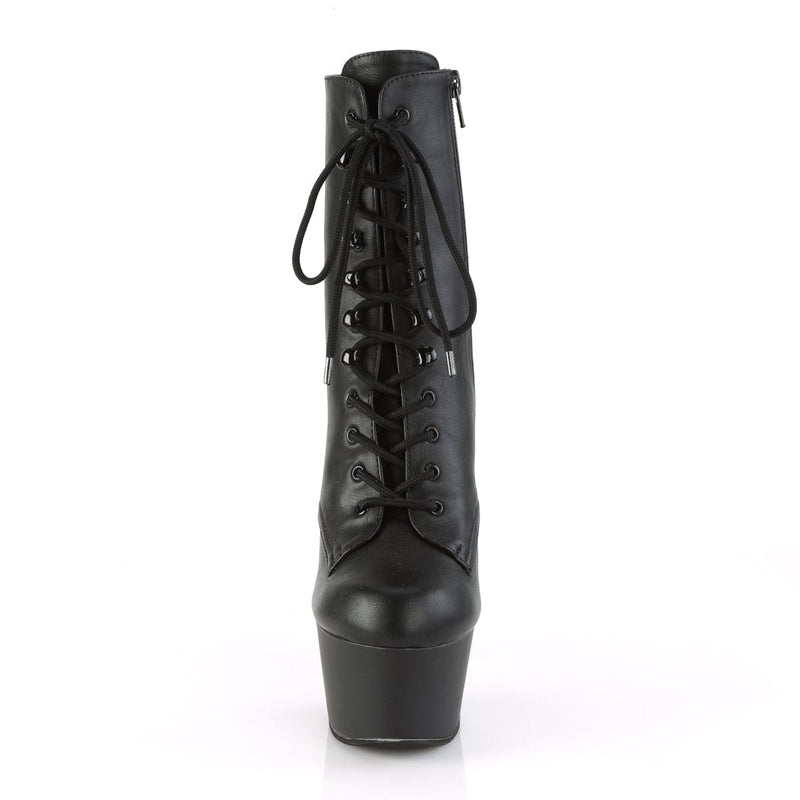 Pleaser ASPIRE-1020 Platform Ankle Boot (Black Faux Leather/Black Matte)