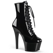 Pleaser ASPIRE-1020 Platform Ankle Boot (Black Patent/Black)
