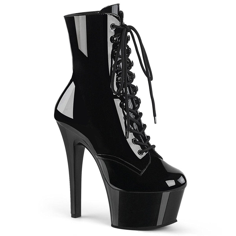 Pleaser ASPIRE-1020 Platform Ankle Boot (Black Patent/Black)