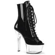 Pleaser ASPIRE-1021 Platform Ankle Boot (Black Patent/Clear)