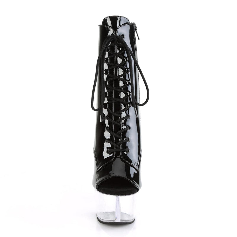 Pleaser ASPIRE-1021 Platform Ankle Boot (Black Patent/Clear)