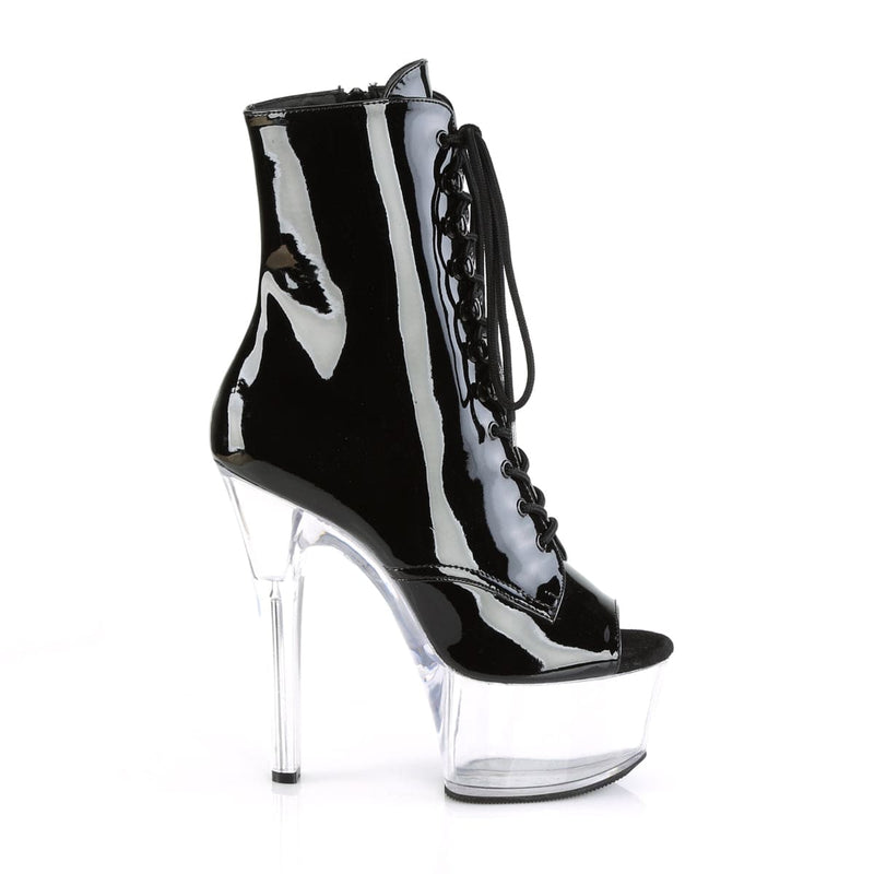 Pleaser ASPIRE-1021 Platform Ankle Boot (Black Patent/Clear)