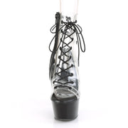 Pleaser ASPIRE-600-30 Platform Ankle Boot (Clear/Black)