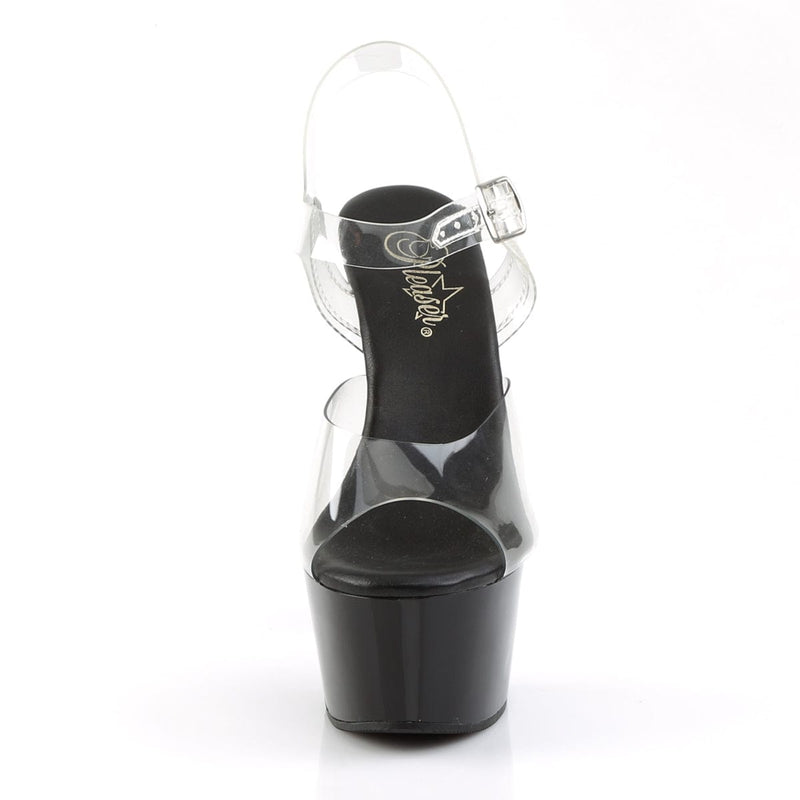 Pleaser ASPIRE-608 Platform Sandal (Clear/Black)