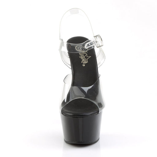 Pleaser ASPIRE-608 Platform Sandal (Clear/Black)