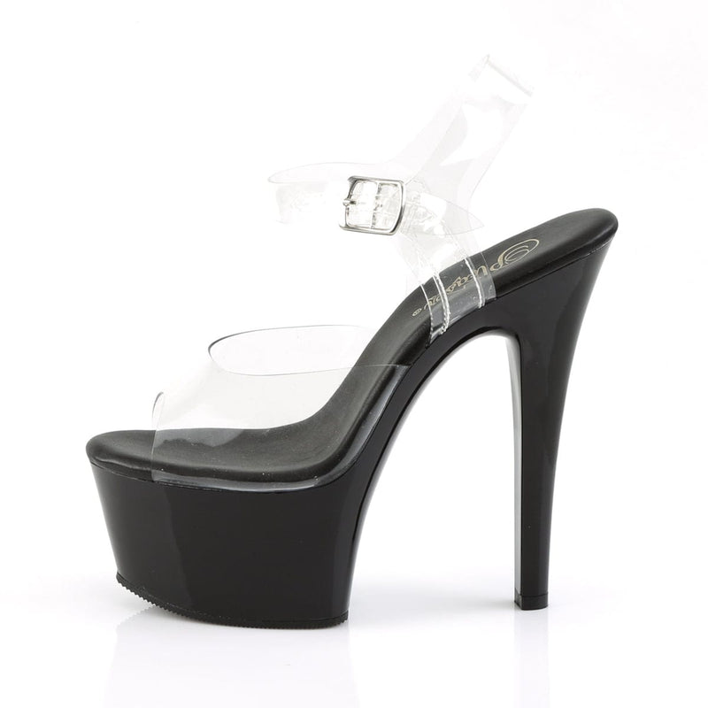 Pleaser ASPIRE-608 Platform Sandal (Clear/Black)
