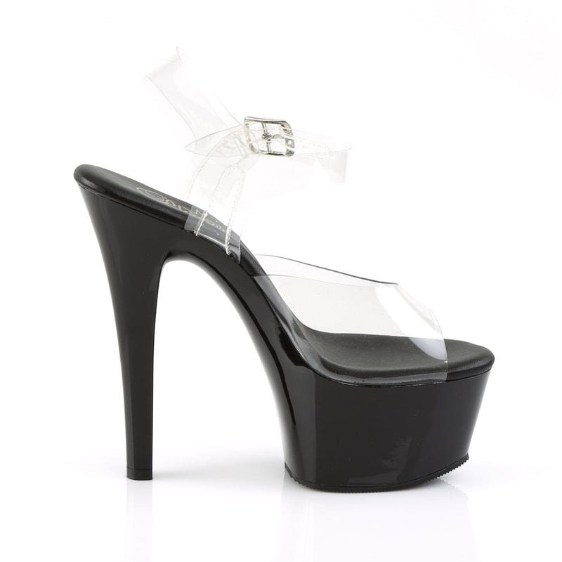 Pleaser ASPIRE-608 Platform Sandal (Clear/Black)